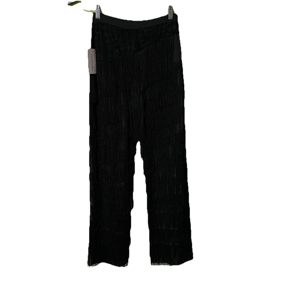 Women Tassels Fringe Dance Pants Ballroom Latin Tango Salsa Medium Black Cowgirl